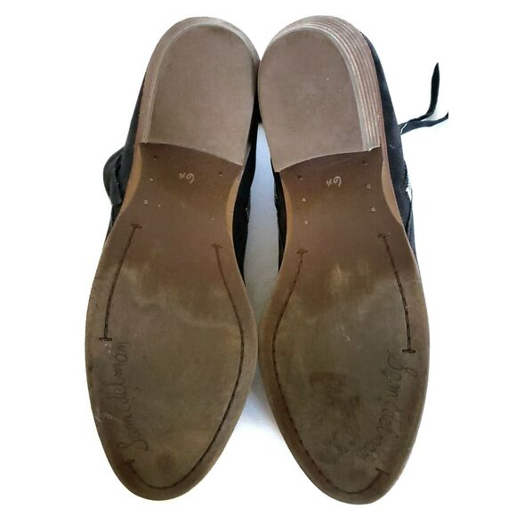 SAM EDELMAN Packer leather ankle boots zip side chunky heel booties black Sz 6.5 - Picture 7 of 8